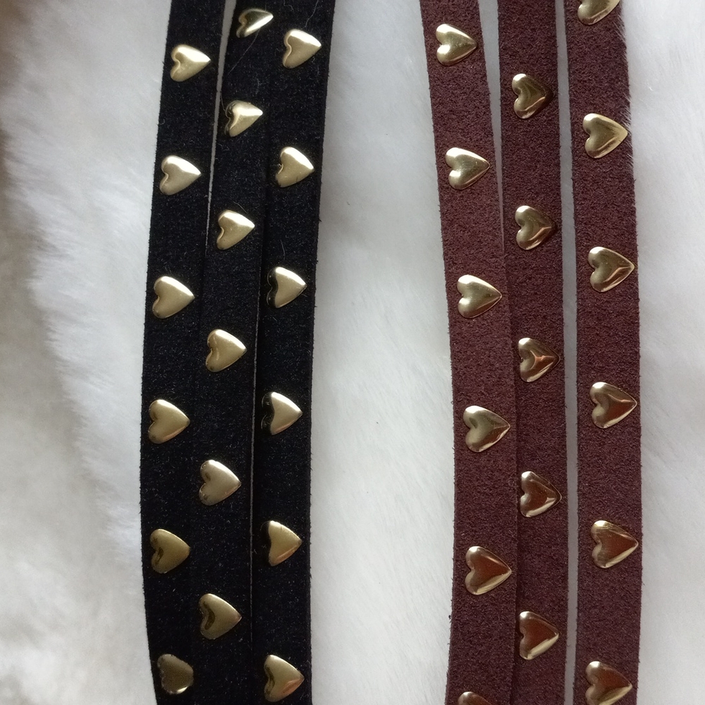 Gold Hearts faux Leather Snap Bracelet - customizable